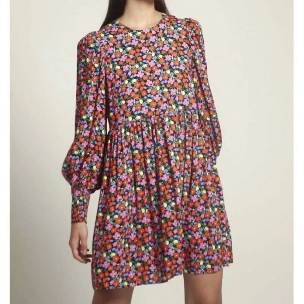 Fresha London Eda Floral Print Ditsy Garden Long Sleeve Mini Dress Women’s 4